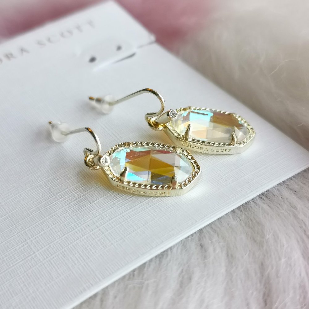 Kendra Scott Lee Gold Earrings Dichroic Glass - Picture 3 of 3